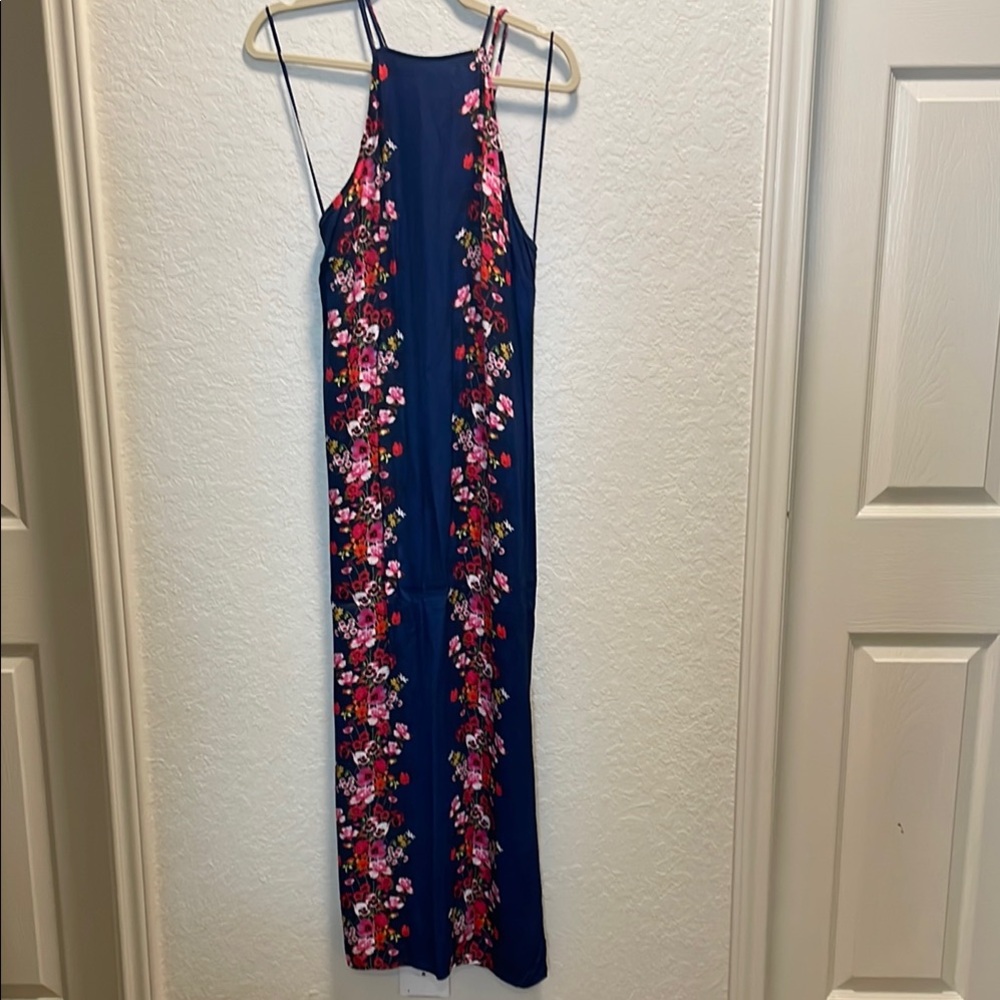 Anthropologie Blue Floral Maxi Dress